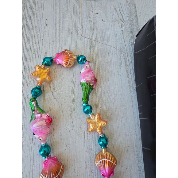 Radko flamingo shell keys Garland RARE vintage Glass Pink glitter gold Xmas tree - Picture 10 of 13